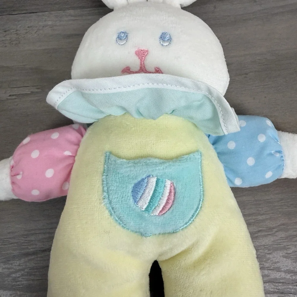 Vtg Eden Pastel Bunny Rabbit Soft Plush Toy Color Block Stuffed Animal 90s Lovey